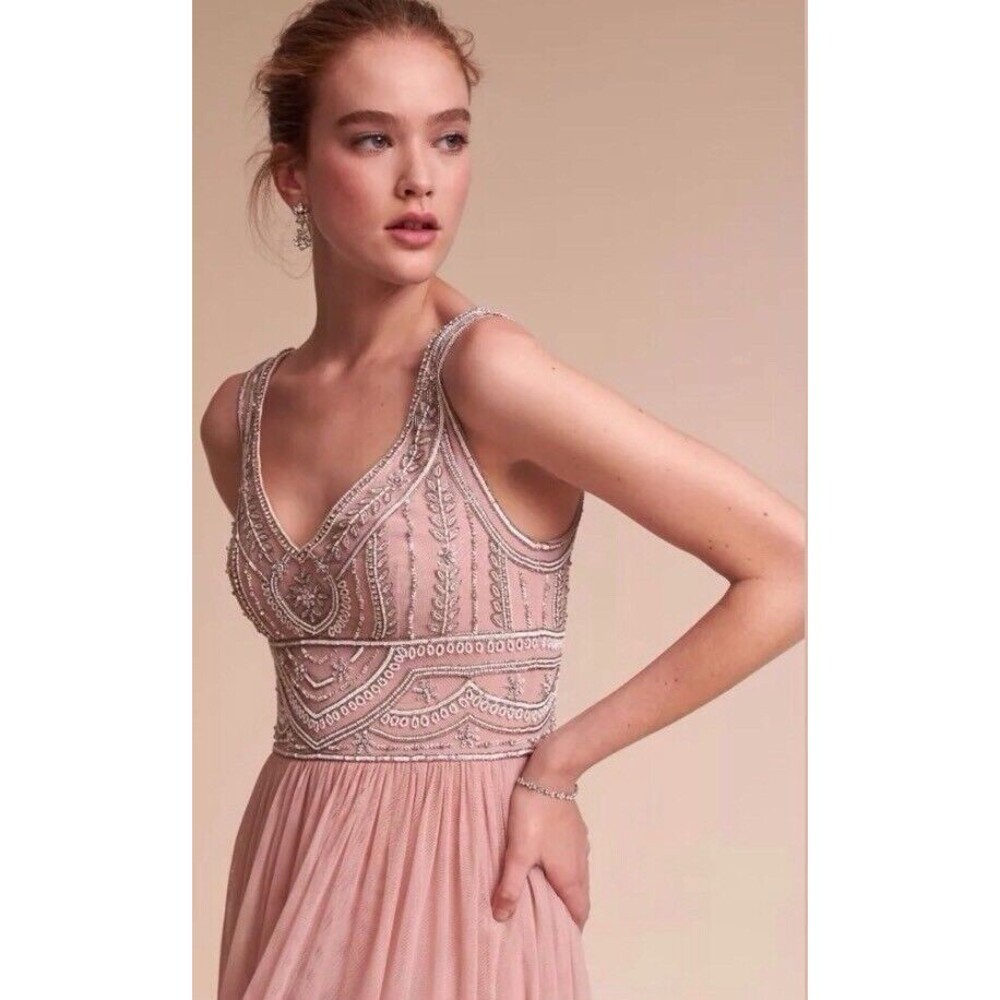 Anthropologie BHLDN Iris Sterling Gown Maxi Dress Pink Size 4 $250.00